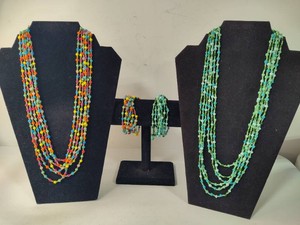 Multi-Strand Beaded Necklace & Matching Bracelet Sets