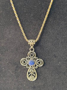 925 Sterling Rope Necklace wCross Pendant