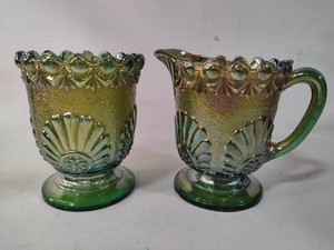 Westmorland Carnival Glass Shell Pattern Sugar & Creamer Set