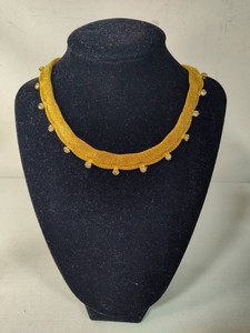 Vintage Gold Tone Mesh Choker wCZ Stones