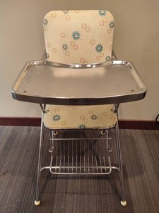 Chrome Mid Century Modern Atomic Pattern High Chair