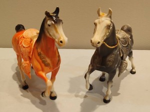 Pair of Prancing Plastic Horses