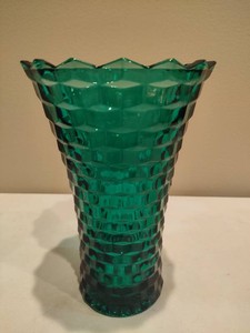 Indiana Pressed Glass Teal Tall Vase