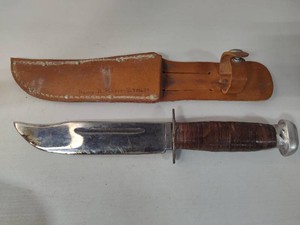 WWII Utility Fighting Knife wLeather Sheath