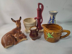 Assorted Vintage Pottery Planters, Vases & Figurines