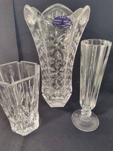 Three Lead Crystal Vases