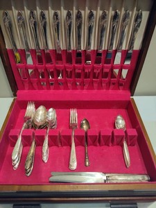 Assorted Silver Plated Flatware Sets  Storage Box