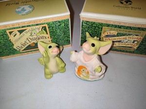 Whimiscal World of Pocket Dragons Shake Hands and Perfect Fit Figurines wOriginal Box
