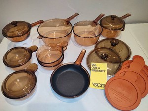 Visions Brown Glass Cookware Set New in Box