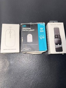 Wireless Mouse, LED Path Light & Apple TV Remote Holder Mixed Lot (Lot of 3)