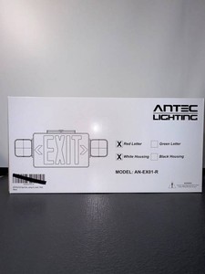 Antec Lighting AN-EX01-R LED Exit Sign - Red Letter, White Housing