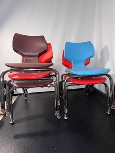 Molded Plastic Stackable Chairs - Chrome Frames (Lot of 4)
