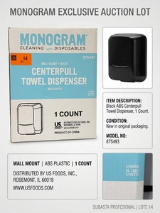 NEW Monogram 875493 Centerpull Towel Dispenser - Wall Mount Black