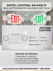 X2 Antec Lighting AN-EX01-R LED Exit Sign - Red Letter, White Housing