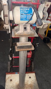 8 Bench Grinder  1 HP, 3450 RPM  Model 4TN71  Mounted on Metal Stand