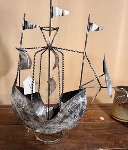 Decorative Metal Viking Ship Sculpture  Nautical Home Decor