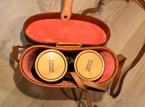 Vintage Coated Optics Binoculars with Brown Leather Carrying Case