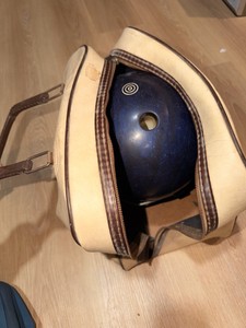 Vintage Ebonite Bowling Ball with Retro Bowling Bag  Blue Sparkle