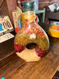 Decorative Glass Bottle Filled with Colorful Dried Beans &amp Seeds  Rustic Kitchen Decor