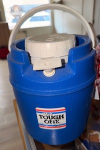 Vintage The Tough One by Family Insulated Water Cooler  Blue &amp White  Made in USA