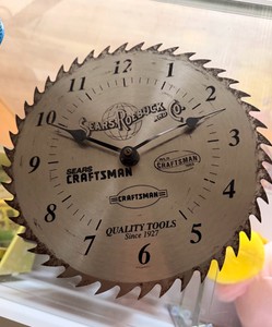 Craftsman Circular Saw Blade Wall Clock  Sears Roebuck Vintage-Style Tool Decor - Sharp Real Blade.