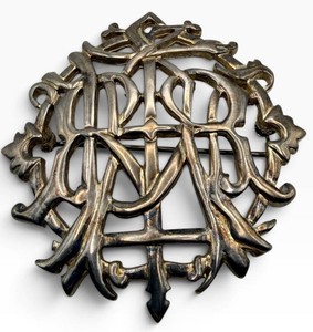 Cadoro Ornate Silver-Tone Monogram Statement Brooch