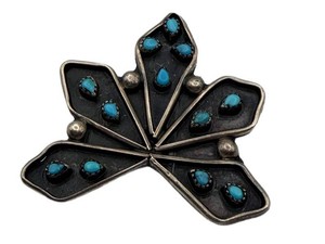 Floral Turquoise-Color Cabochon Pin-Back Brooch