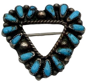Turquoise Cabochon Southwestern-Style Triangle Brooch