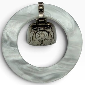 Vintage Sterling Silver Mother-of-Pearl Birth Record Baby Rattle