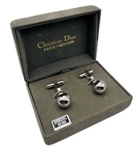 Christian Dior Sterling Silver Drop Cufflinks With Presentation Case