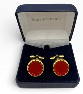 Paul Frederick Gold-Tone Sunburst Cufflinks in Presentation Case