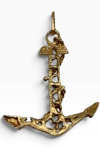 14K Gold Anchor Pendant - 2 G