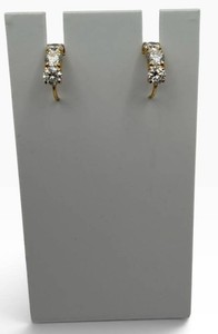 14K Clear Stone Hinged Hoop Earrings