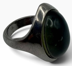 Oval Green-Black Cabochon Statement Ring