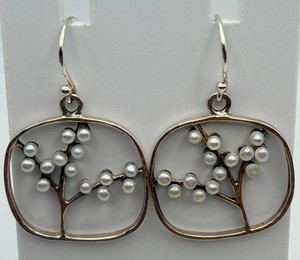 Sterling Branching Design Dangle Earrings