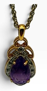 18-Inch Purple Stone Pendant Necklace