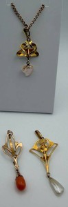 Floral Pendant Jewelry Mixed Lot - Necklace & 2 Pendants