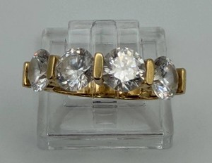 14K Five-Stone Clear Faceted Stone Ring