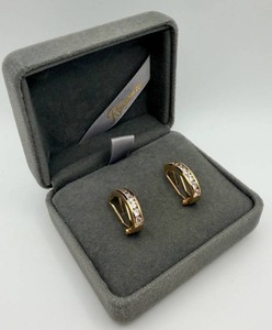 14K Gold Clear Stone Hinged Earrings