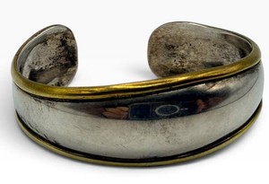 Sterling Silver 925 Laton Accent Cuff Bracelet