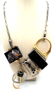 Mixed-Media Geometric Statement Necklace