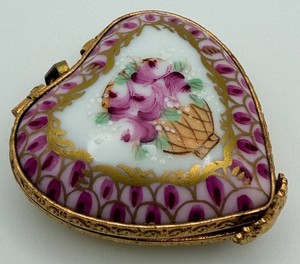 Vintage Neiman Marcus Hand-Painted Limoges Heart Trinket Box