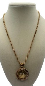 Italian Coin Pendant Necklace With Twisted Rope Frame