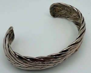 Sterling Braided Textured Open Cuff Bracelet