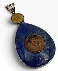 Lapis Lazuli Pendant With George V British Coin