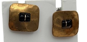 Gold-Tone Rectangular Pierced Earrings With Silver-Tone Backs