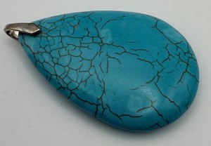 Turquoise-Style Teardrop Pendant With Rhinestone Bail