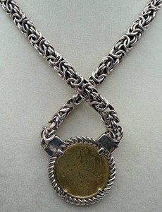 Dyadema Italy 925 Sterling Silver Coin Pendant Necklace