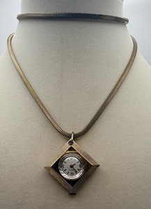 Vintage Caravelle Gold-Tone Pendant Watch Necklace