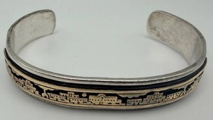 M.M. Rogers Sterling Silver & 14K Gold Cuff Bracelet